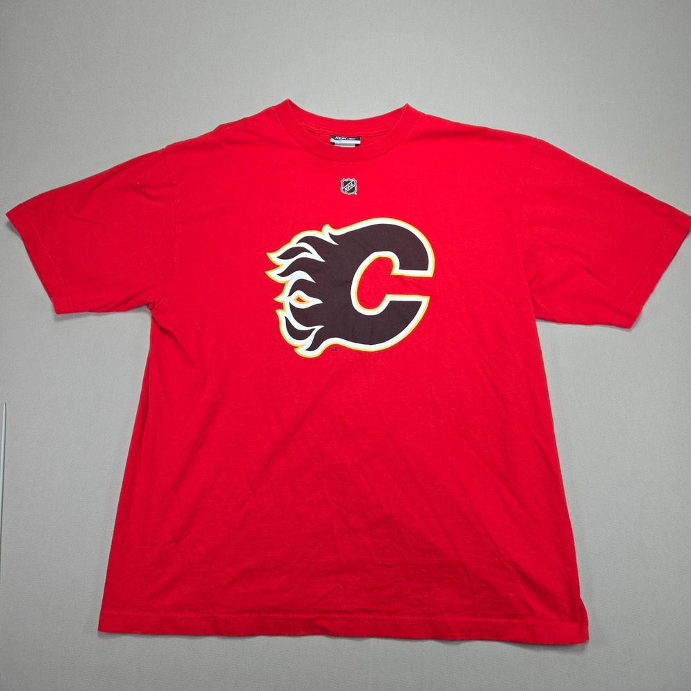 Reebok Calgary Flames Bouwmeester #4 NHL Hockey T-Shirt Red XL Extra Large